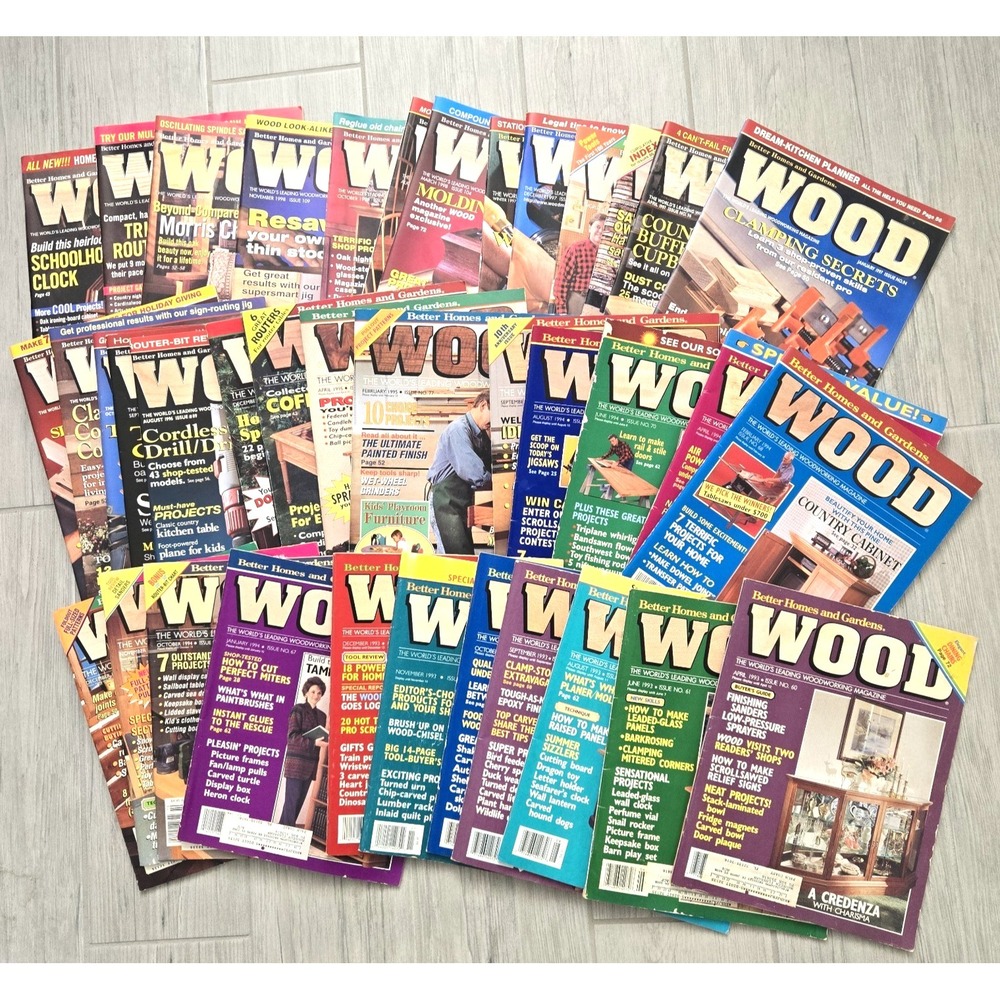 Wood Magazine: Lot of 38 issues 1993-1999 Better Homes & Gardens - Woodworking